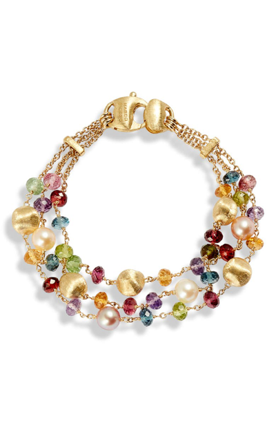 Shop Marco Bicego Africa Semiprecious Stone & Pearl Bracelet In Yellow Gold/ Multi