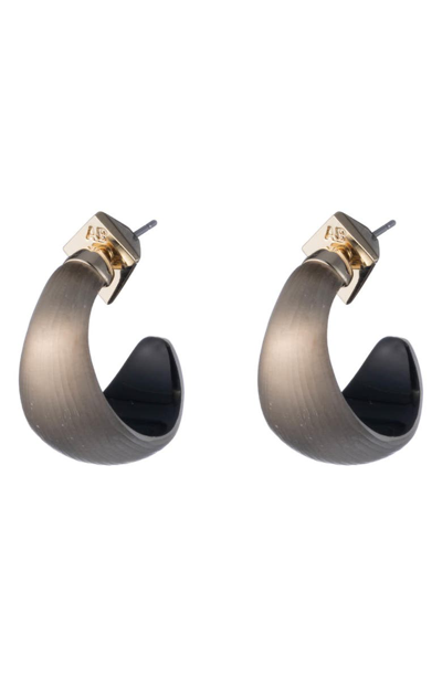 Shop Alexis Bittar Huggie Hoop Earrings In Warm Grey