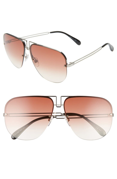 Shop Givenchy 64mm Oversize Aviator Sunglasses In Palladium/ Copper