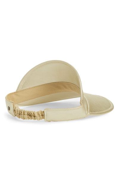 Shop Brixton Monroe Faux Leather Visor - Ivory In Gold