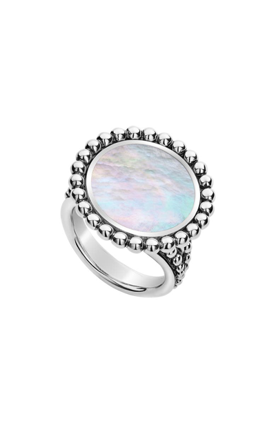 Shop Lagos Maya Large Circle Ring In Silver/ White Mother Of Pearl