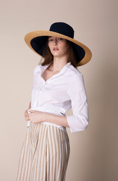 Shop Lola Hats Single Take Wide Brim Hat In Navy