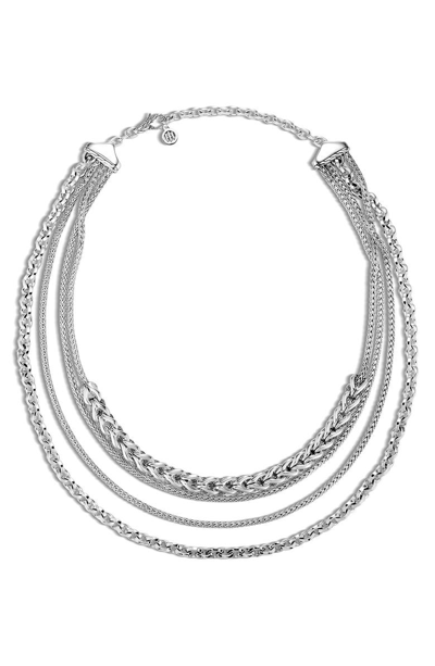 Shop John Hardy Classic Chain Multi-row Necklace In Silver
