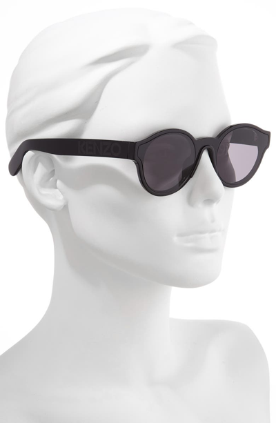 Shop Kenzo 58mm International Fit Round Sunglasses In Shiny Black/ Smoke