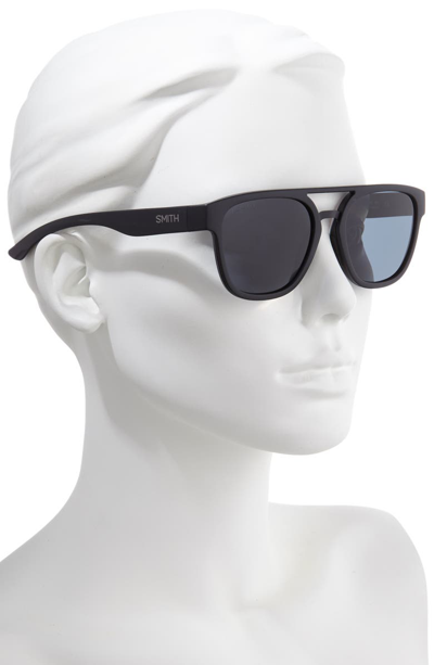 Shop Smith Agency 54mm Chromapop(tm) Polarized Flat Top Sunglasses In Matte Black/ Black