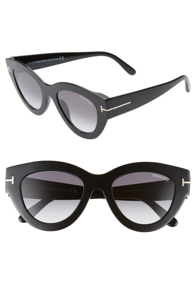 Shop Tom Ford Slater 51mm Cat Eye Sunglasses In Shiny Black/ Gradient Smoke