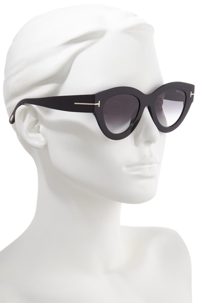 Shop Tom Ford Slater 51mm Cat Eye Sunglasses In Shiny Black/ Gradient Smoke