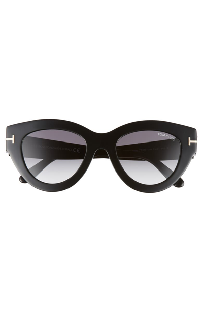 Shop Tom Ford Slater 51mm Cat Eye Sunglasses In Shiny Black/ Gradient Smoke