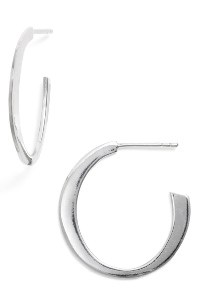 Shop Argento Vivo Flat Edge Hoop Earrings In Silver
