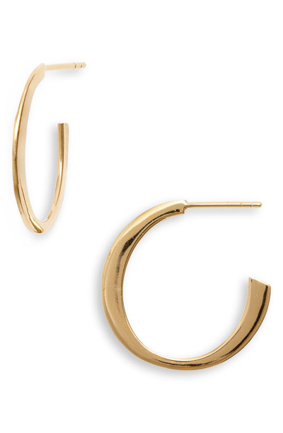Shop Argento Vivo Flat Edge Hoop Earrings In Gold