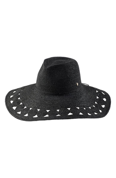 Shop Helen Kaminski Raffia Floppy Hat In Charcoal
