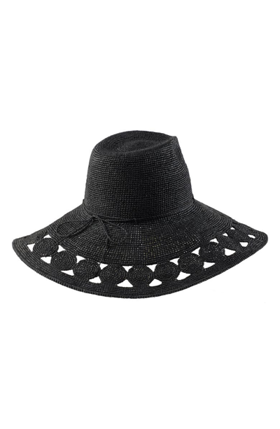 Shop Helen Kaminski Raffia Floppy Hat In Charcoal