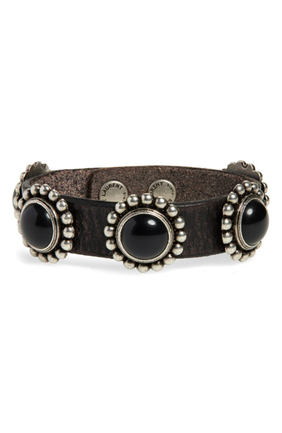 Shop Saint Laurent Multi Cabochons Bracelet In Nero/ Multi