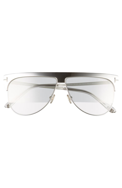 Shop Tom Ford Winter 62mm Rectangular Sunglasses In Rhodium/ Grey/ Clear W Silver