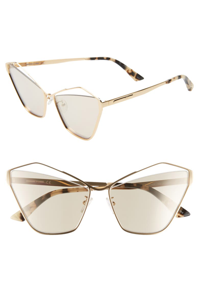 Shop Mcq By Alexander Mcqueen 61mm Cutout Cat Eye Sunglasses In Gold/ Brown
