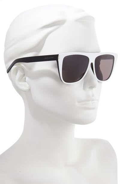Shop Saint Laurent 59mm Sunglasses In Bilayer White/ Black/ Grey