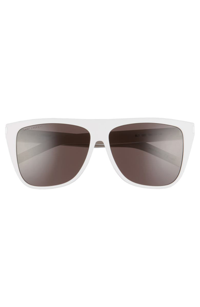 Shop Saint Laurent 59mm Sunglasses In Bilayer White/ Black/ Grey