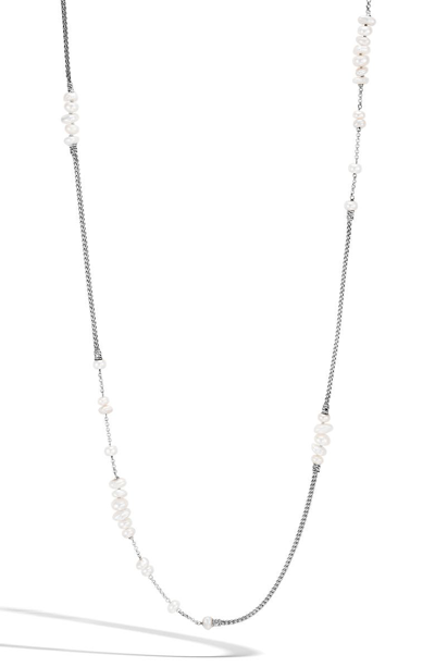 Shop John Hardy Classic Chain Pearl Station Necklace In Silver/ Pearl