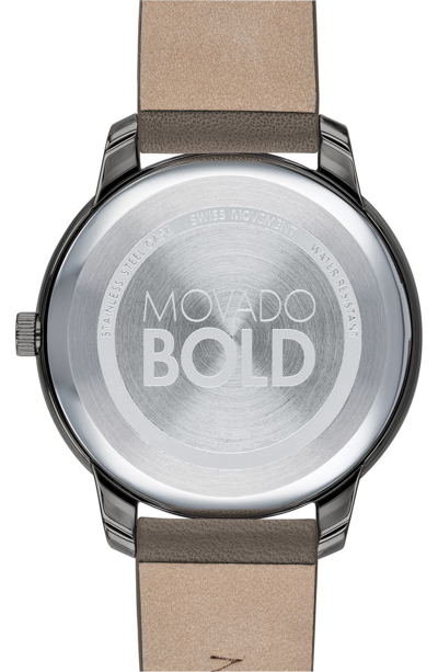 Shop Movado Bold Leather Strap Watch, 42mm In Taupe/ Grey