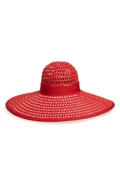 Shop Eugenia Kim Sunny Woven Wide Brim Hat In Red