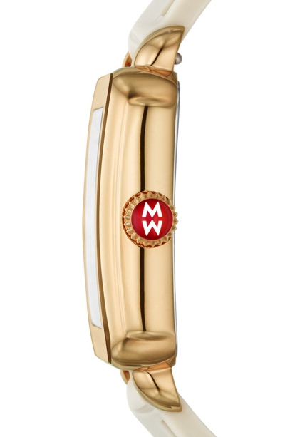 Shop Michele Deco Sport Watch Head & Bracelet, 34mm X 36mm In White/ Silver Sunray/ Gold