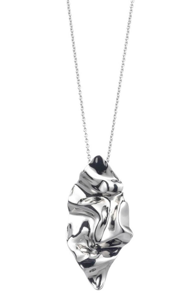 Shop Alexis Bittar Crumpled Metal Long Pendant Necklace In Silver