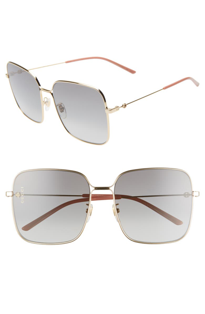 Shop Gucci 60mm Gradient Square Sunglasses In Shiny Endura Gld/gry Grad
