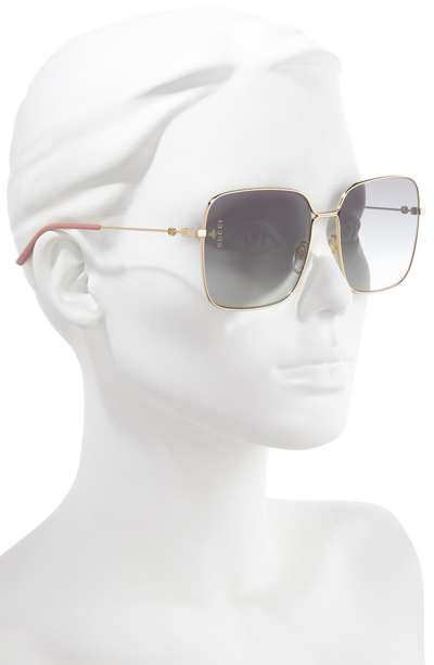 Shop Gucci 60mm Gradient Square Sunglasses In Shiny Endura Gld/gry Grad