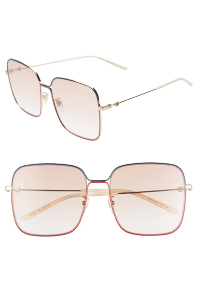 Shop Gucci 60mm Gradient Square Sunglasses In Shiny Endura Gold