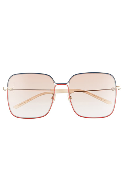 Shop Gucci 60mm Gradient Square Sunglasses In Shiny Endura Gold