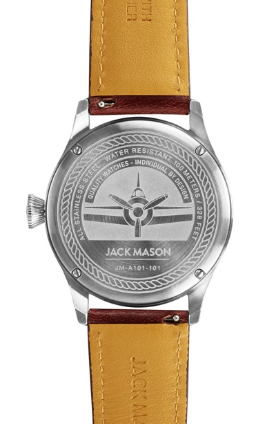 Shop Jack Mason Aviation Leather Strap Watch, 42mm In Brown