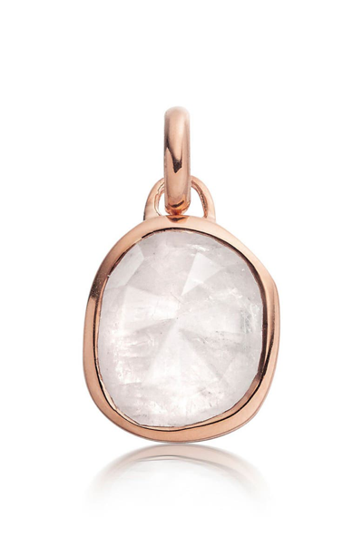 Shop Monica Vinader Siren Semiprecious Stone Pendant Charm In Rose Gold/ Moonstone