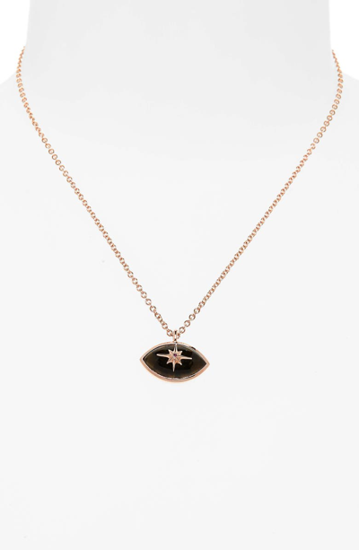 Shop Marlo Laz Mini Eye Pink Sapphire Star Pendant Necklace In Rose Gold