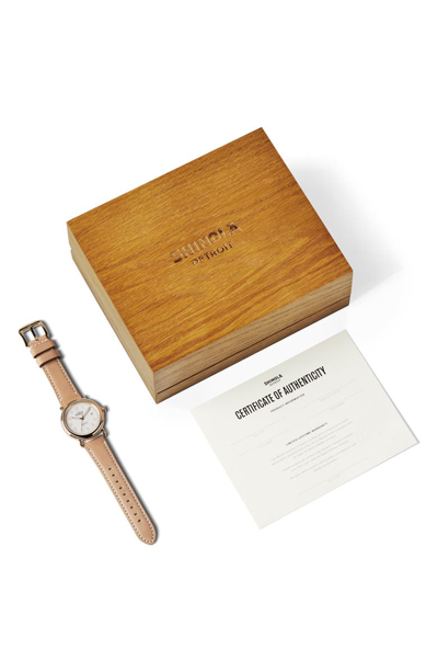 Shop Shinola Runwell Automatic Leather Strap Watch, 40mm In Tan/ White/ Gold
