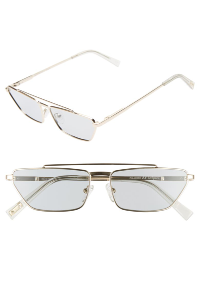 Shop Le Specs Electricool 57mm Polarized Cat Eye Aviator Sunglasses - Gold/ Grey Tint