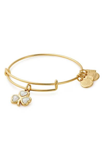 Shop Alex And Ani Celtic Shamrock Adjustable Wire Bangle In Shiny Gold