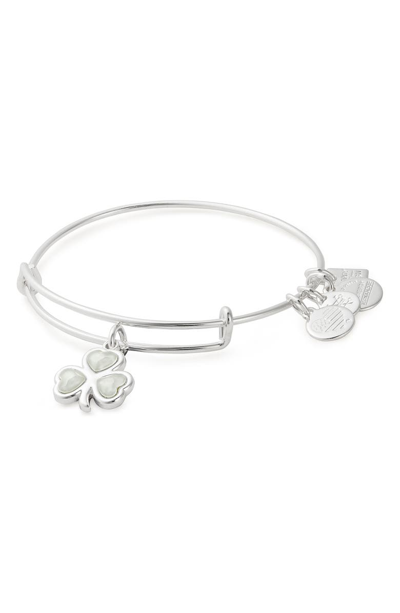 Shop Alex And Ani Celtic Shamrock Adjustable Wire Bangle In Shiny Silver
