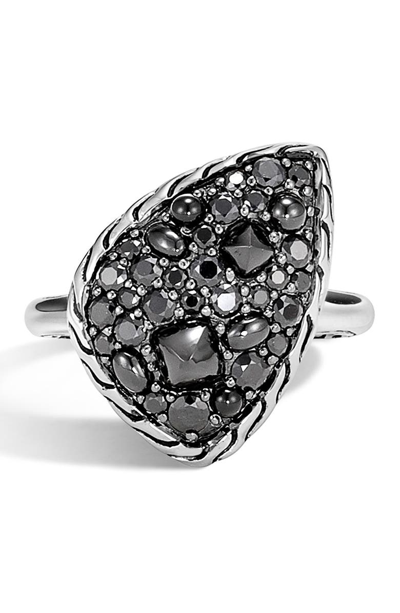 Shop John Hardy Classic Chain Small Stone Ring In Silver/ Black Sapphire