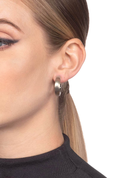Shop Alexis Bittar Small Thin Hoop Earrings In Warm Grey
