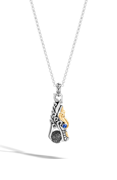 Shop John Hardy Legends Naga Dragon Head Pendant Necklace In Silver/ Gold/ Black Sapphire
