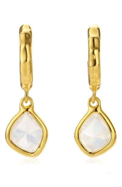 Shop Monica Vinader Siren Mini Nugget Drop Earrings In Gold/ Moonstone