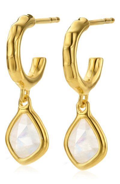 Shop Monica Vinader Siren Mini Nugget Drop Earrings In Gold/ Moonstone