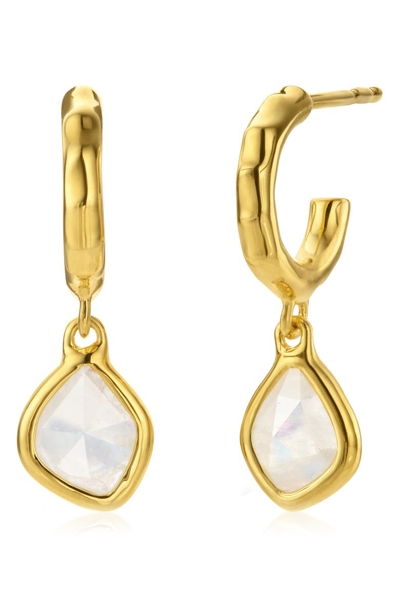 Shop Monica Vinader Siren Mini Nugget Drop Earrings In Gold/ Moonstone