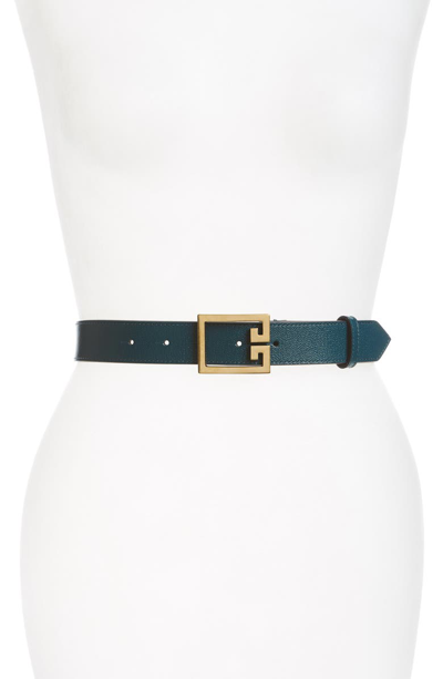 Shop Givenchy 2g Buckle Leather Belt In Prussian Blue