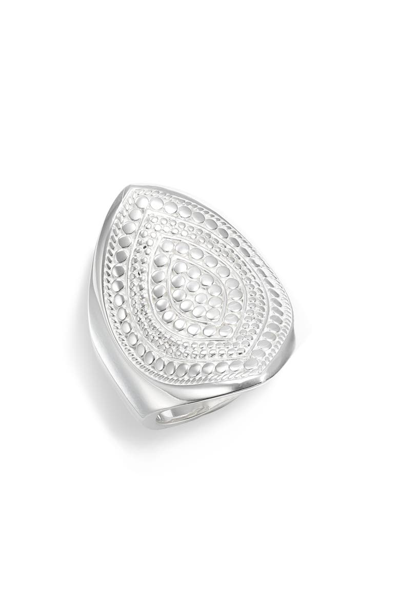 Shop Anna Beck Signature Beaded Marquise Ring In Silver