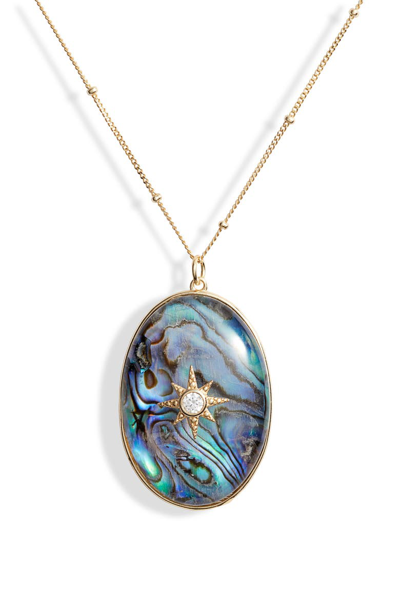Shop Argento Vivo Celestial North Star Stone Pendant Necklace In Abalone/ Gold