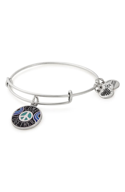 Shop Alex And Ani Come Together Expandable Wire Bangle In Rafaelian Silver