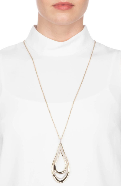 Shop Alexis Bittar Orbiting Teardrop Pendant Necklace In Gold