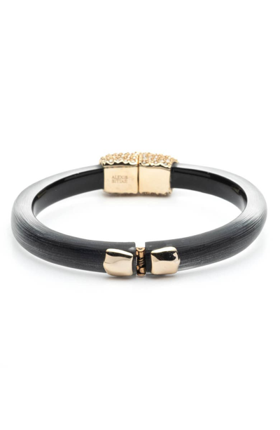 Shop Alexis Bittar Crystal Encrusted Clasp Skinny Bangle In Black Multi