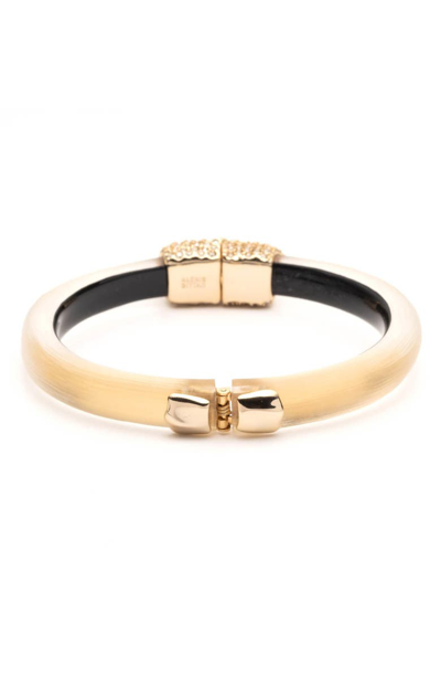 Shop Alexis Bittar Crystal Encrusted Clasp Skinny Bangle In Gold